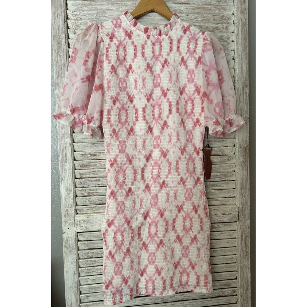 Haute Monde  Pink/White Ruched Dress Small